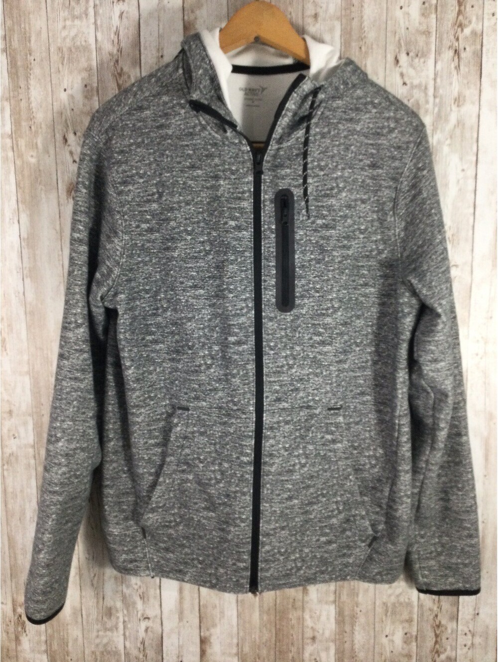 Old Navy Active Dynamic Fleece Men's Full Zip Hoodie Med Heather Gray  Nice